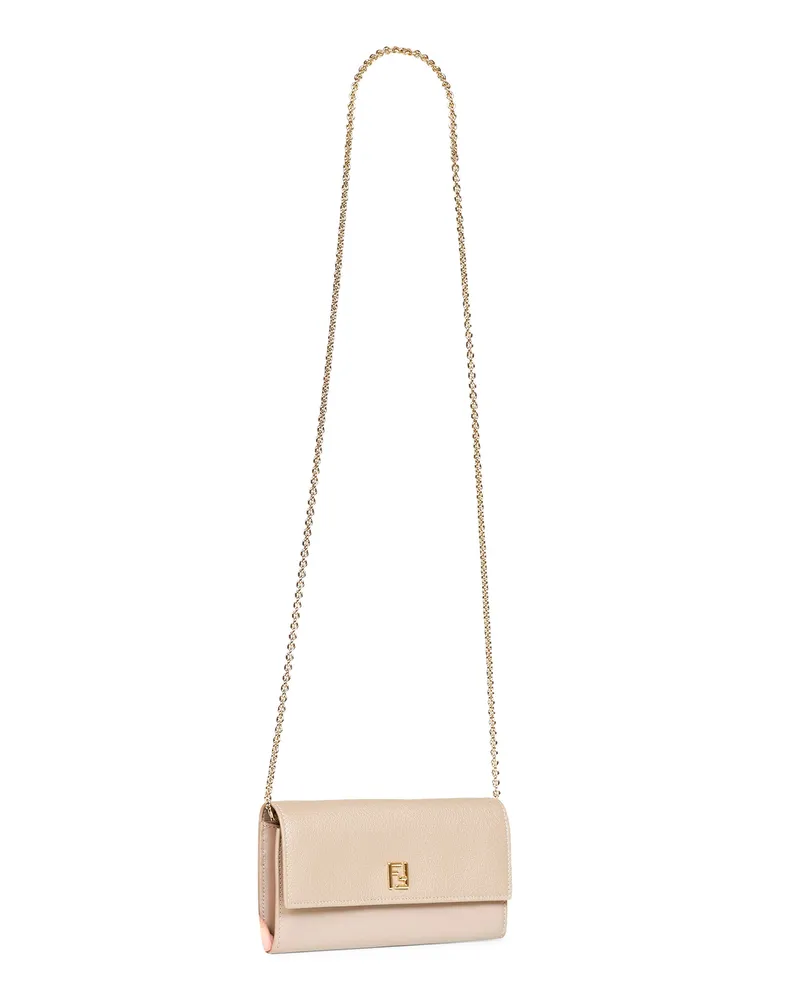 Fendi Women's Wallet On Chain Continental Ff Taupe Leather Calf Bag Taupe