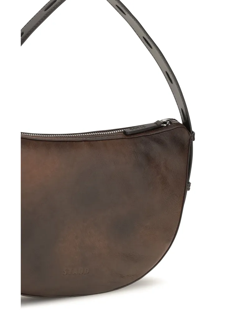 STAUD Levi Calfskin Leather Shoulder Bag — Brown Brown
