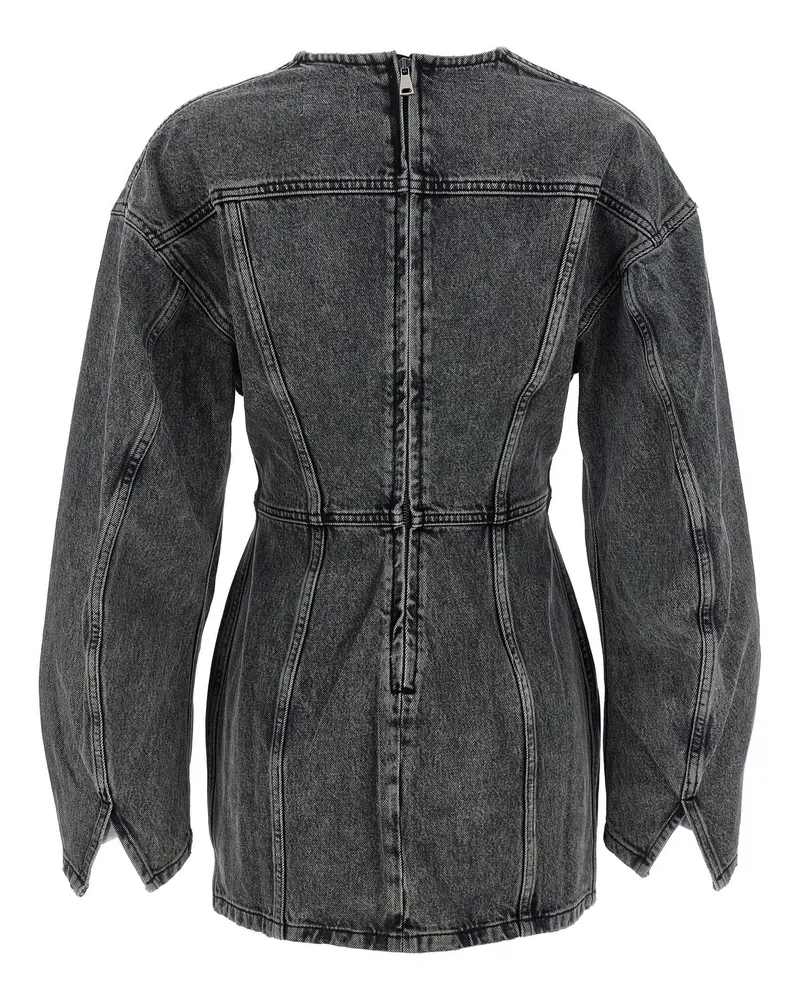 Haikure Cotton Denim Mini Dress — Charcoal Charcoal