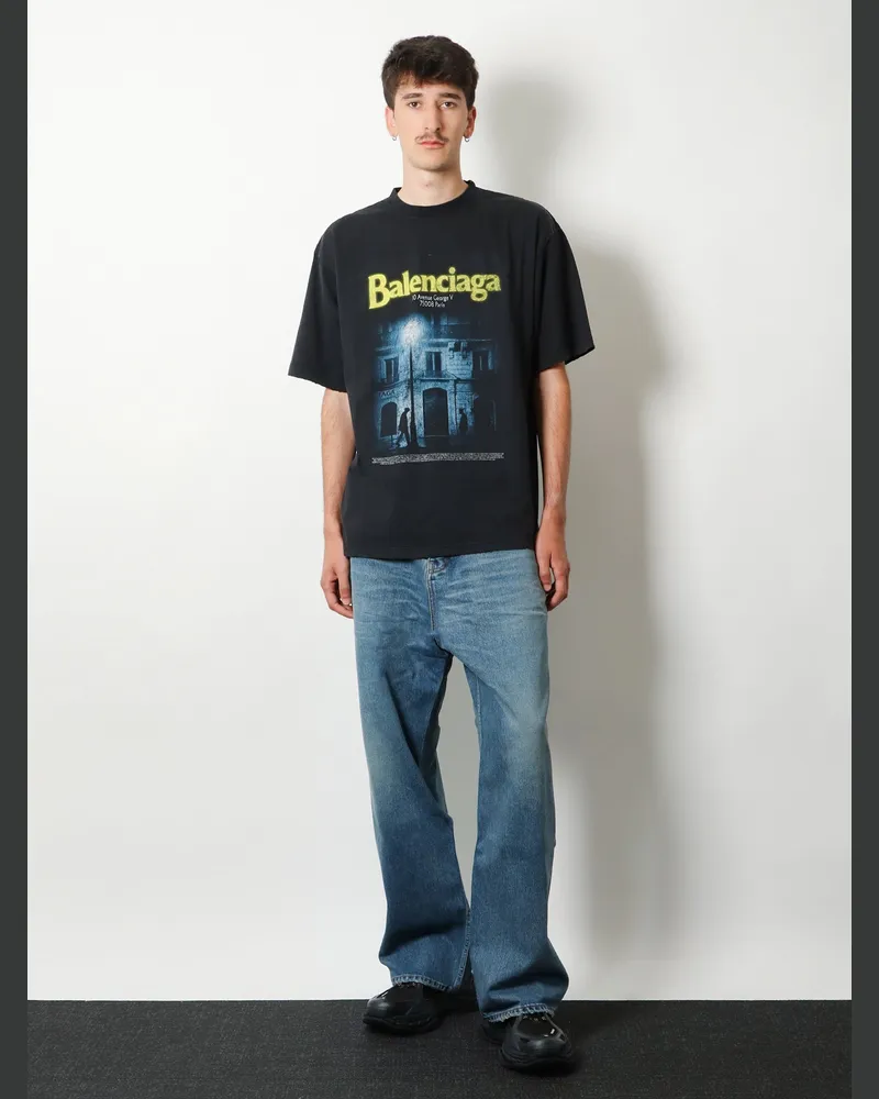 Balenciaga Men Jeans Baggy Fit Blue Cotton Blue