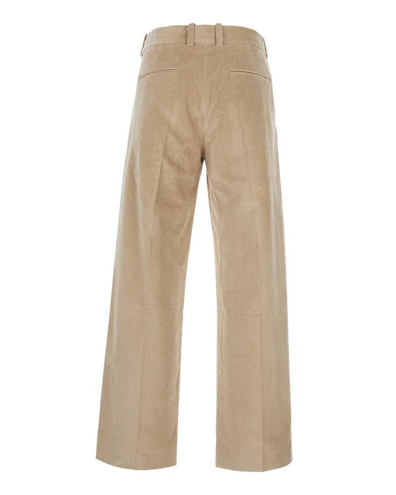Drôle de Monsieur Men's Corduroy Trousers Beige Cotton Beige