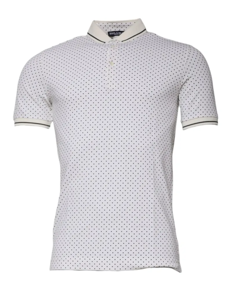 Dolce & Gabbana Men's Polka Dot Cotton Polo White White