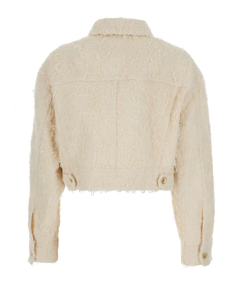 Brunello Cucinelli Frayed Cotton Jacket — White White
