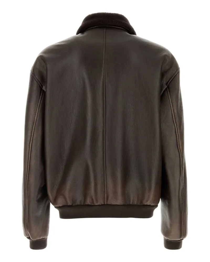 Prada Capi in Pelle Jacket — Brown Brown