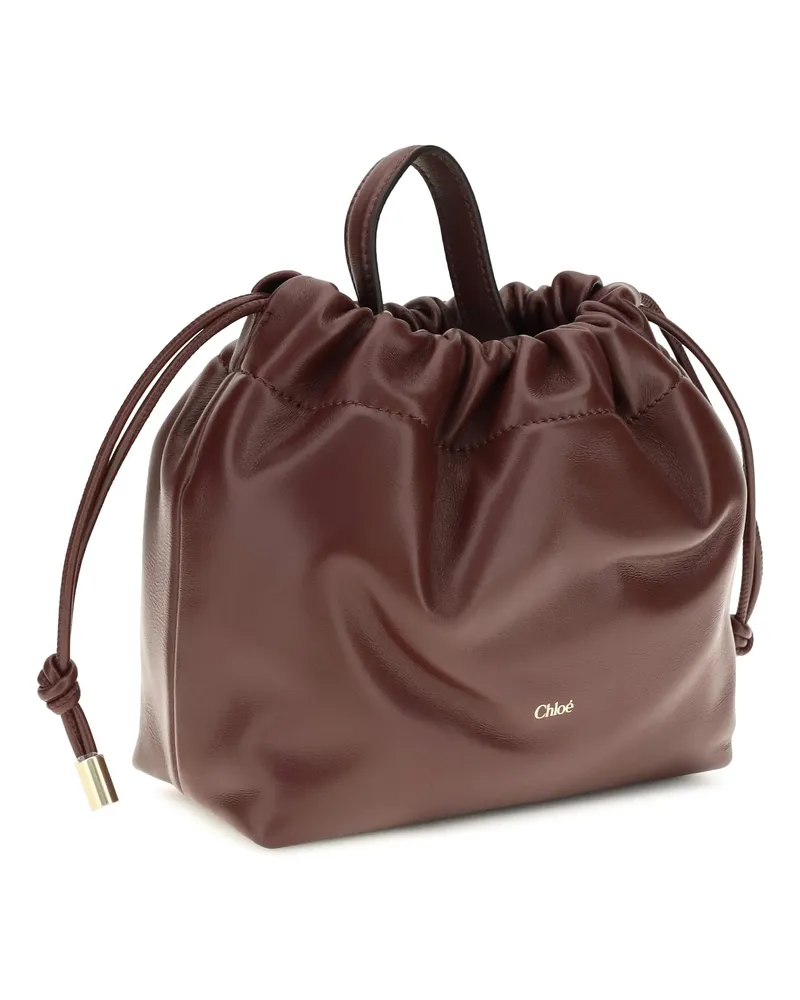 Chloé Women's Icons Mini Shoulder Bag Bordeaux Calf Leather Bos Taurus Brown