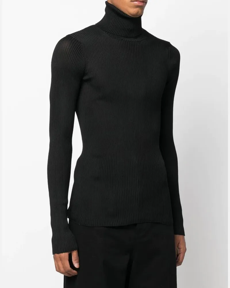 OFF-WHITE Men's Helvetica Logo Turtleneck Sweater Black Clothing > Knitwear Black