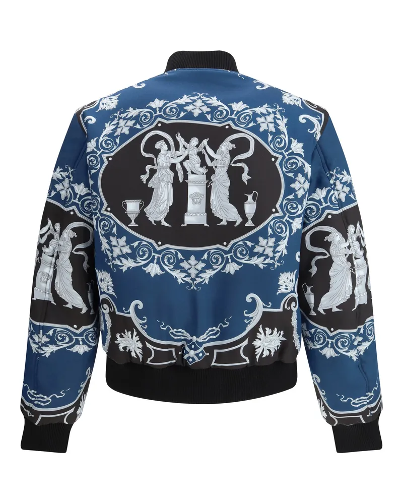 Versace Reversible Baroque-Print Blouson — Black Black