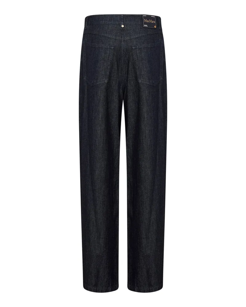 Max Mara Women's Navy Blue Straight-Leg Jeans Cotton Navy