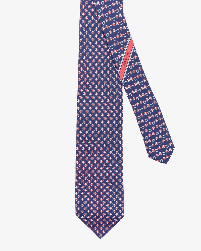 Ferragamo Men's Silk Tie Cyrus Blue Ties & Bow Blue