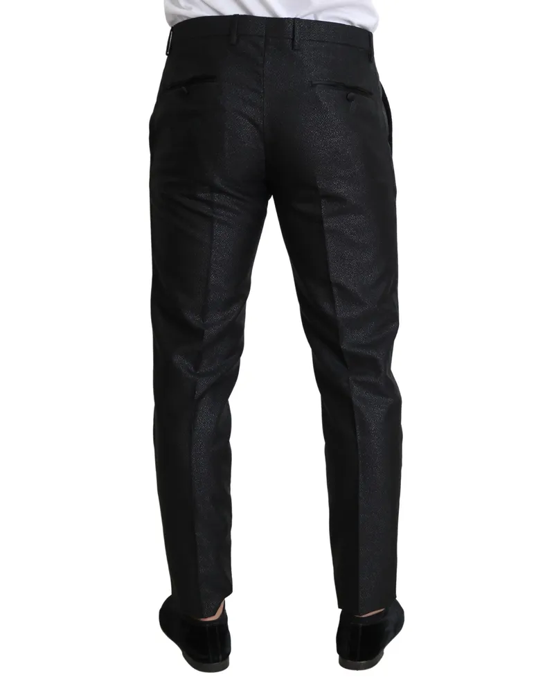 Dolce & Gabbana Metallic Wool-Blend Trousers — Black Black