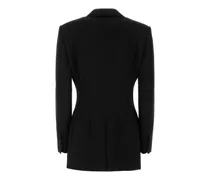 Women's Stretch Wool Blend Blazer Black Virgin Silk Blazers