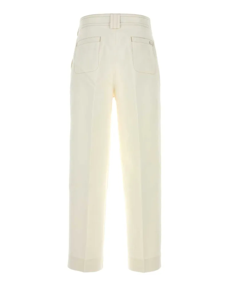 AMI Paris Men White Cotton Baggy Pant Blanccreme Exterior: Pantaloni White