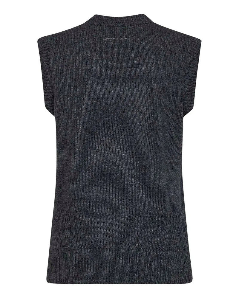 Maison Margiela Women's Wool-Blend Knit Vest Dark Grey Melange Waistcoats & Gilets Gray