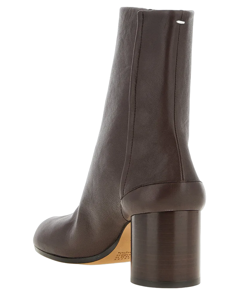 Maison Margiela Women's Brown Lamb Leather Ankle Boots Brown