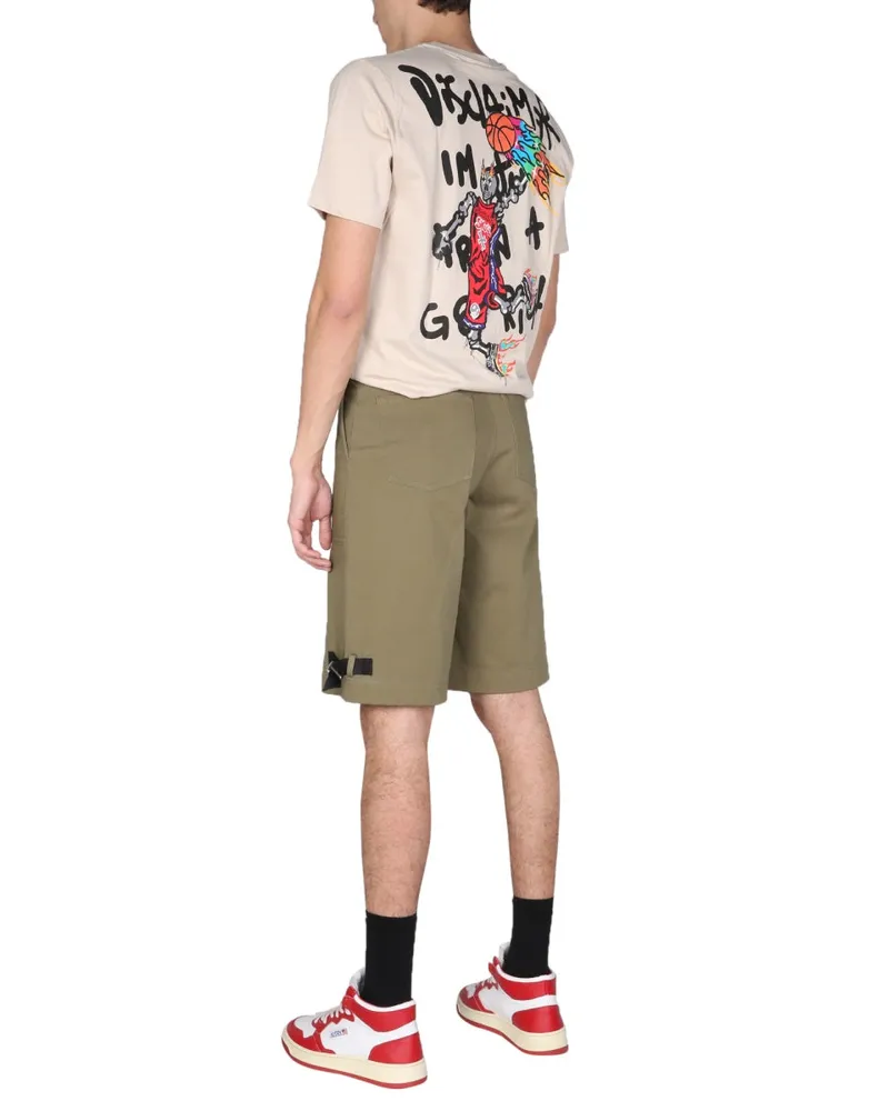 DISCLAIMER Logo Print Cotton T-Shirt — Beige Beige