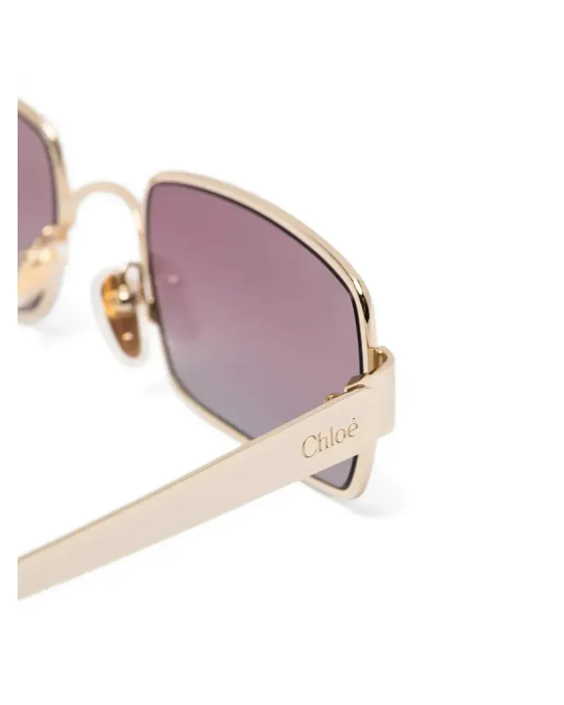 Chloé CH0354S Metal Rectangle Frame Sunglasses — Pink Pink