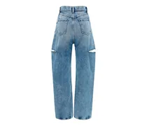 Cut-Out Straight-Leg Jeans — Blue