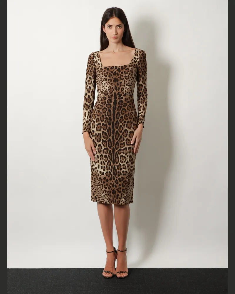 Dolce & Gabbana Women's Midi Dress Multicolour Viscose Brown