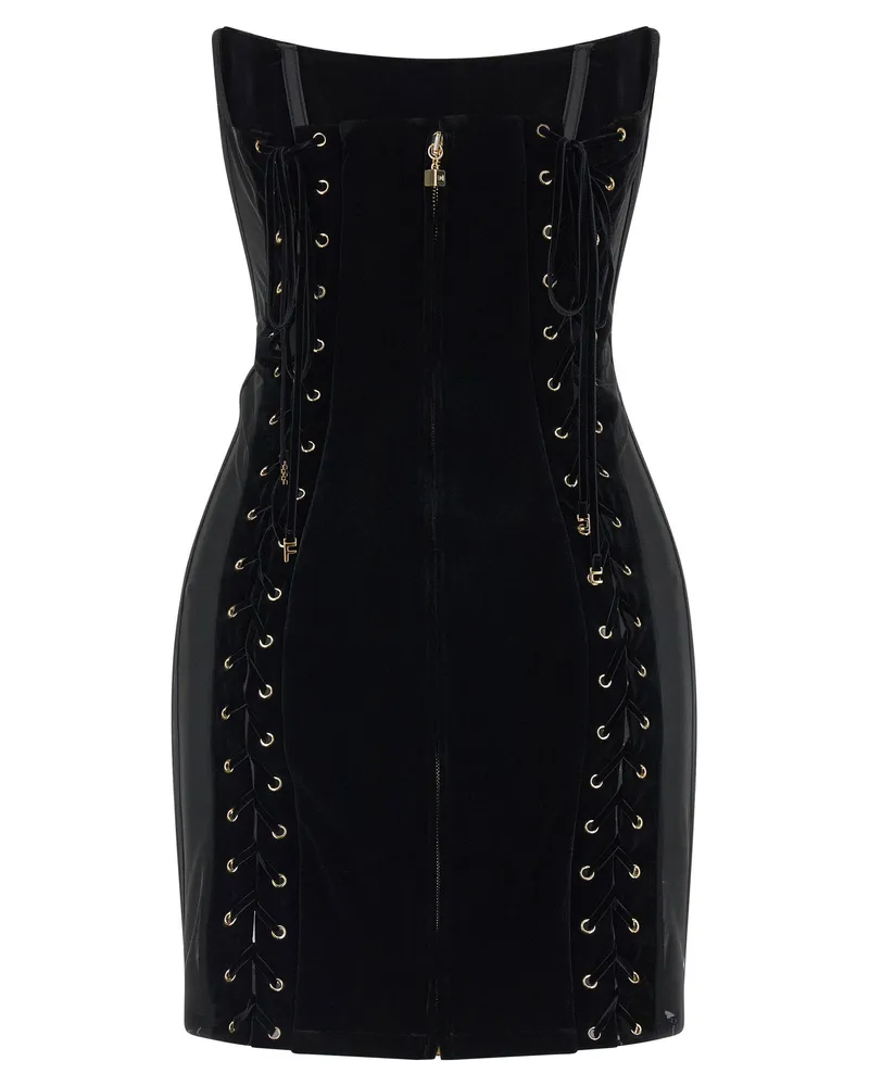 Elisabetta Franchi Corset Bustier Dress — Black Black