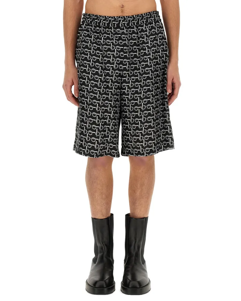 Burberry All Over Print Bermuda Shorts — Black Black