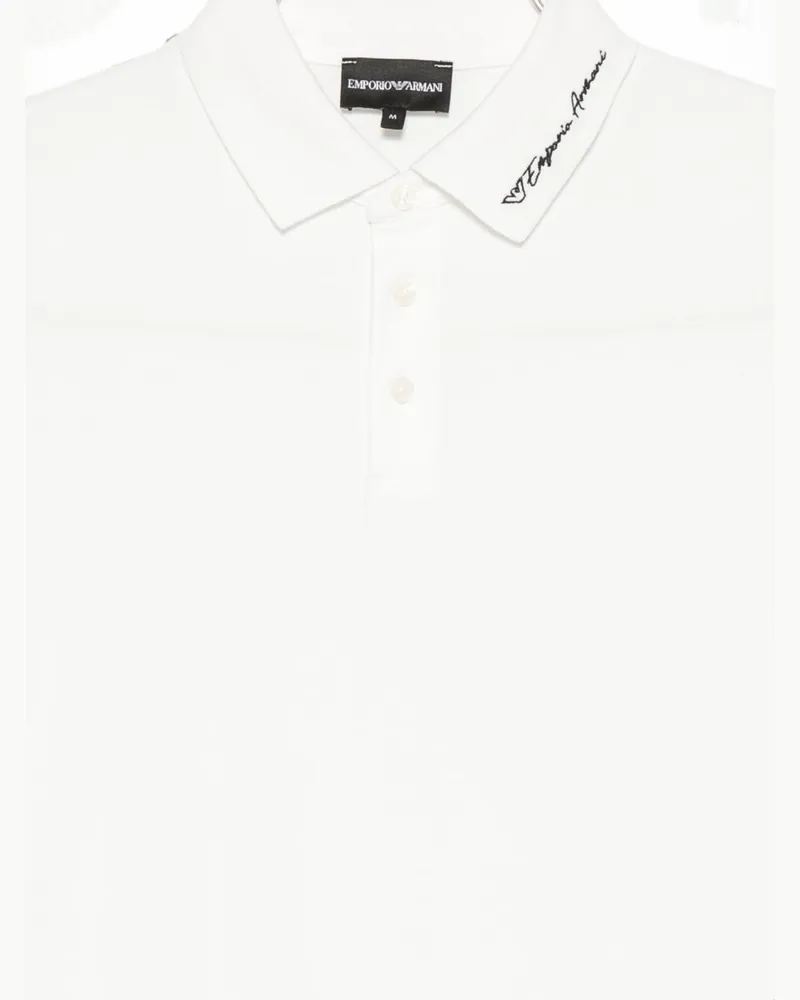 Emporio Armani Logo-Embroidered Cotton Polo — White White