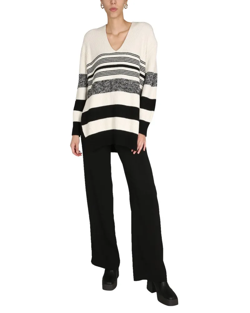 Proenza Schouler V-Neck with Side Slits Sweater — White White