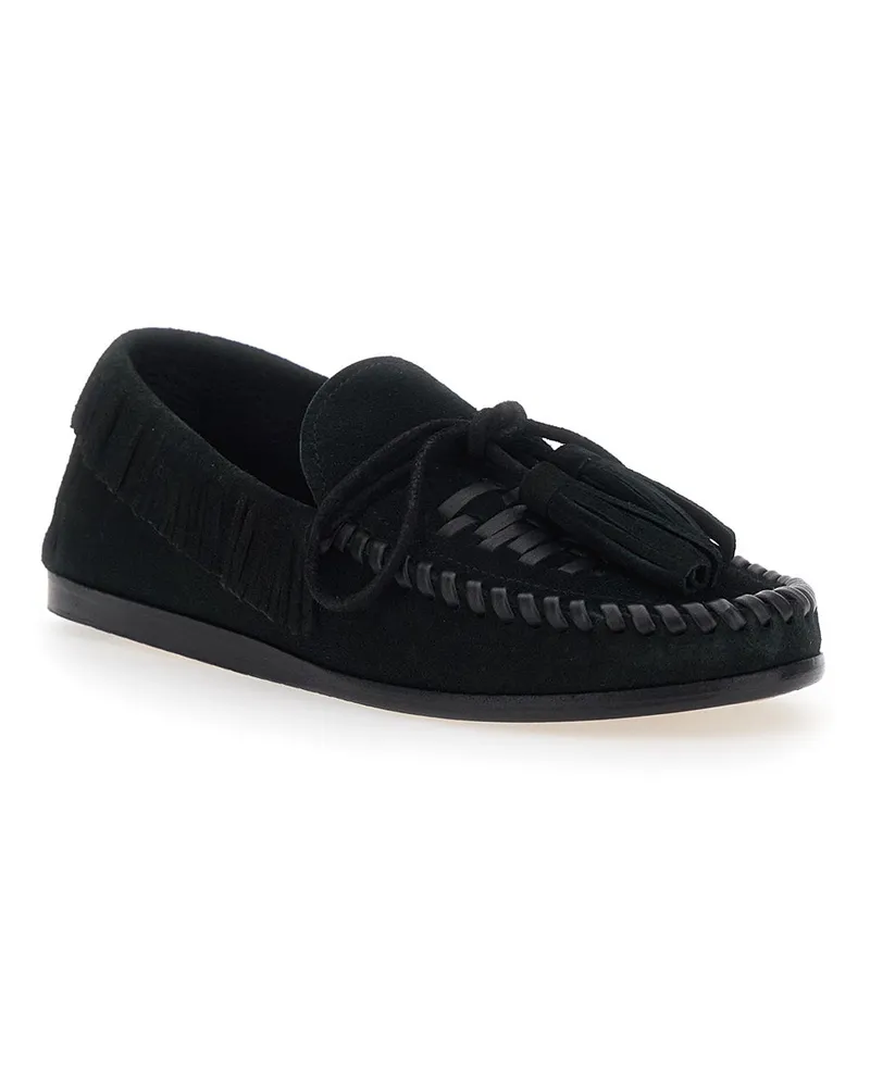 Isabel Marant Women's Loafers Fitza Black Suede Calf Leather Black