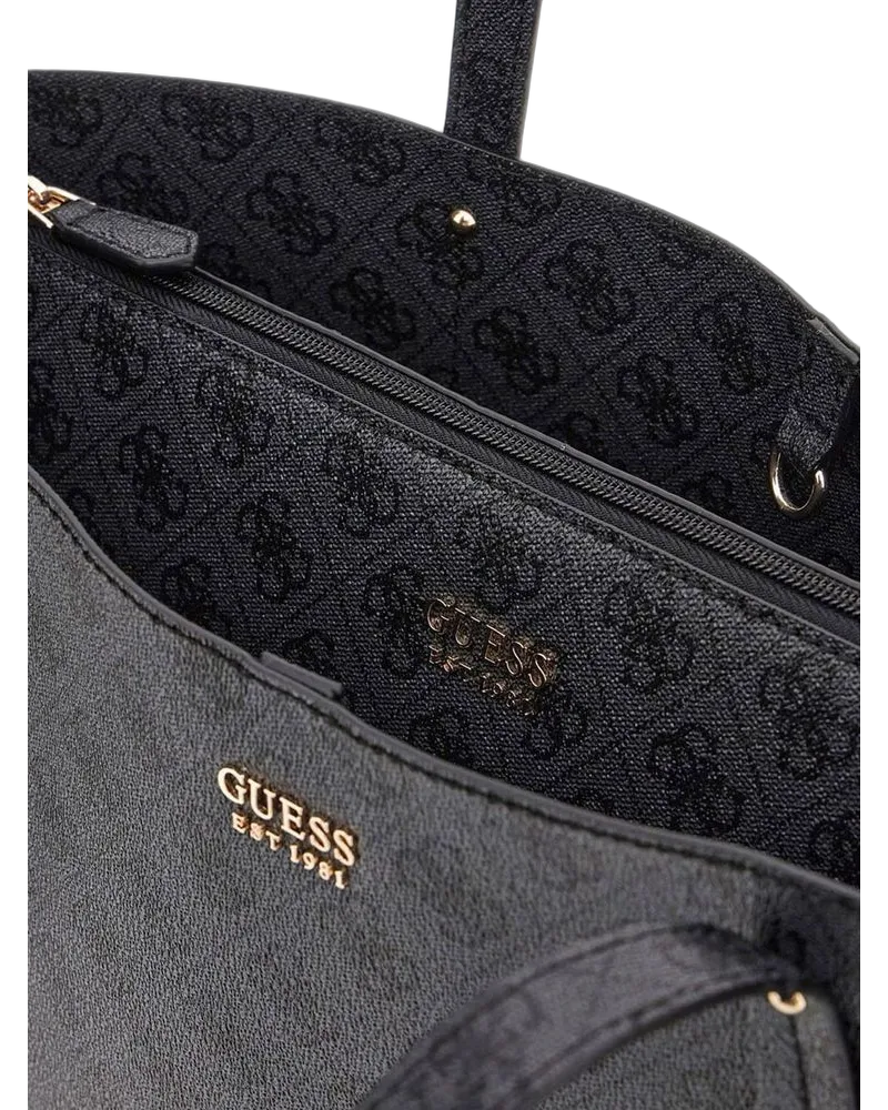 Guess Women's Tote Coal Logo Polyurethane Tote-bags Gray