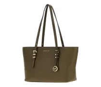 Women's Olive Green Leather Medium Quinn Shopping Bag Loden Borse A Mano