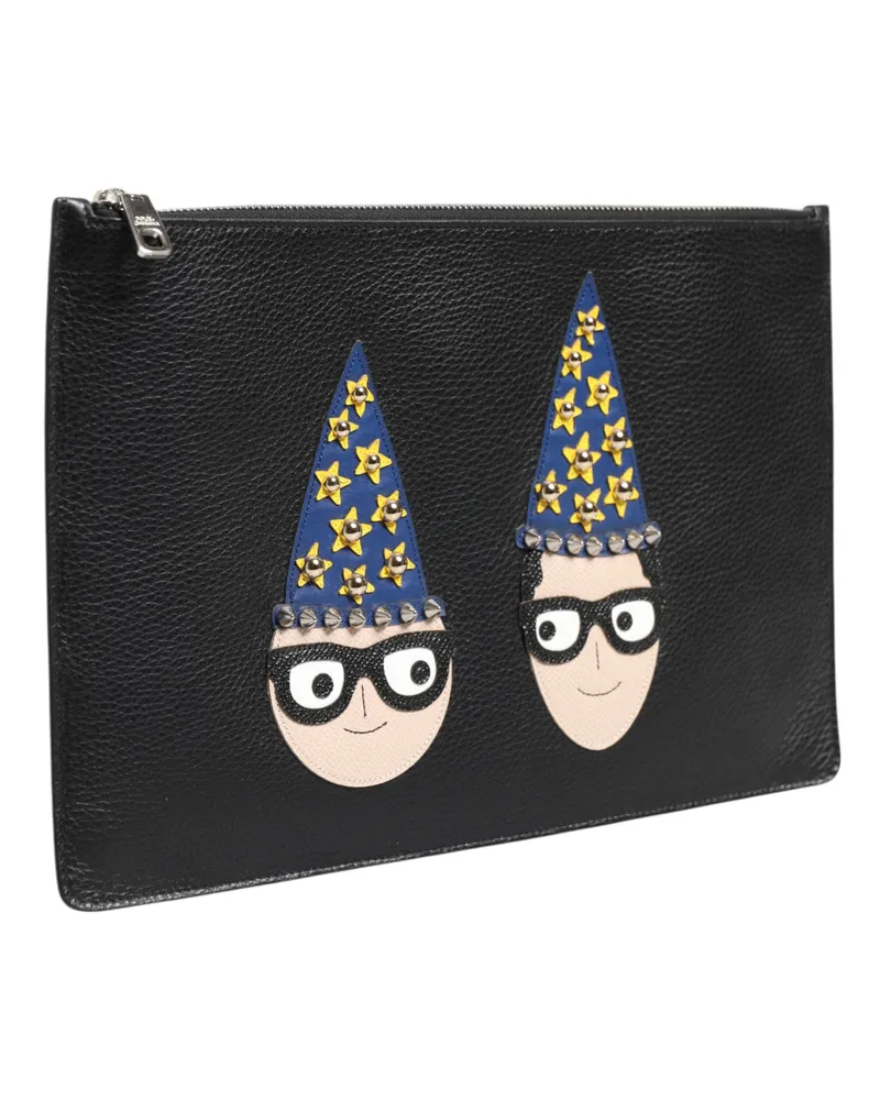Dolce & Gabbana Men's Graphic Leather Appliqué Card Case Black Cases Black