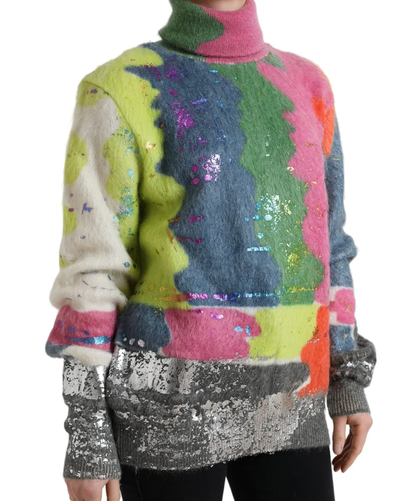 Dolce & Gabbana Mohair Turtleneck Sweater — Multicolor Multicolor