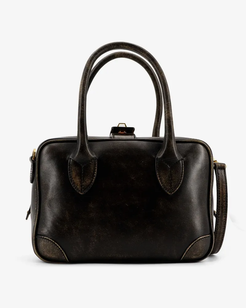 Golden Goose Women's Leather Crossbody Bag Vita Vintage Black Shoulder Black