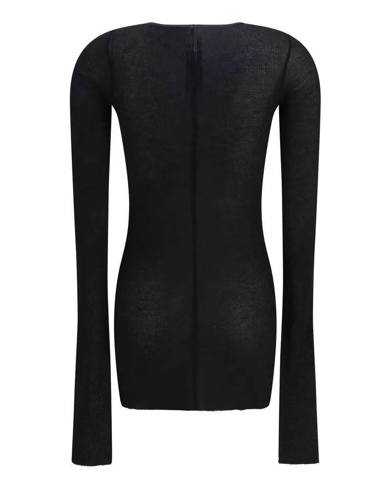 Rick Owens Women's Long-Sleeve Top Black Viscose; Silk Black