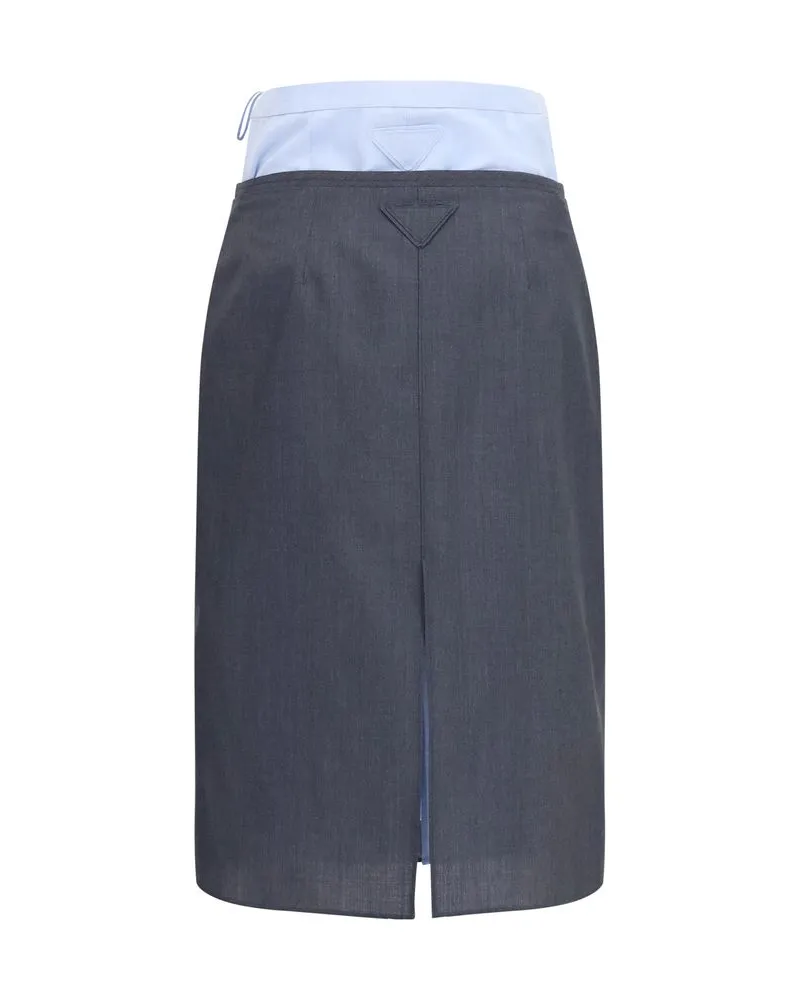 Prada Women's Gray Cotton Midi Skirt Gray
