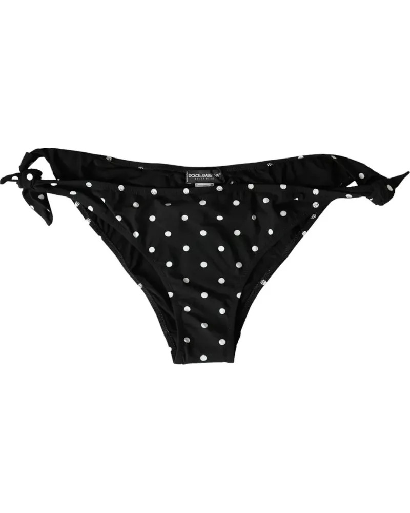 Dolce & Gabbana Women's Black Polka Dot Swimwear Beachwear Bottom Bikini And White Nylon Elastane Clothing Black