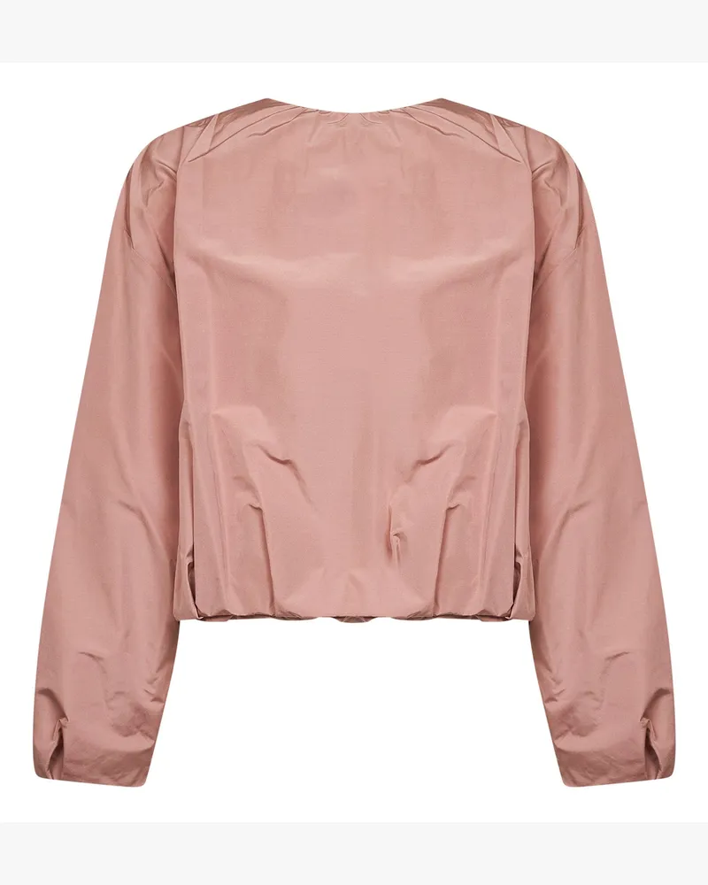 Max Mara Cropped Taffeta Leather Jacket — Pink Pink