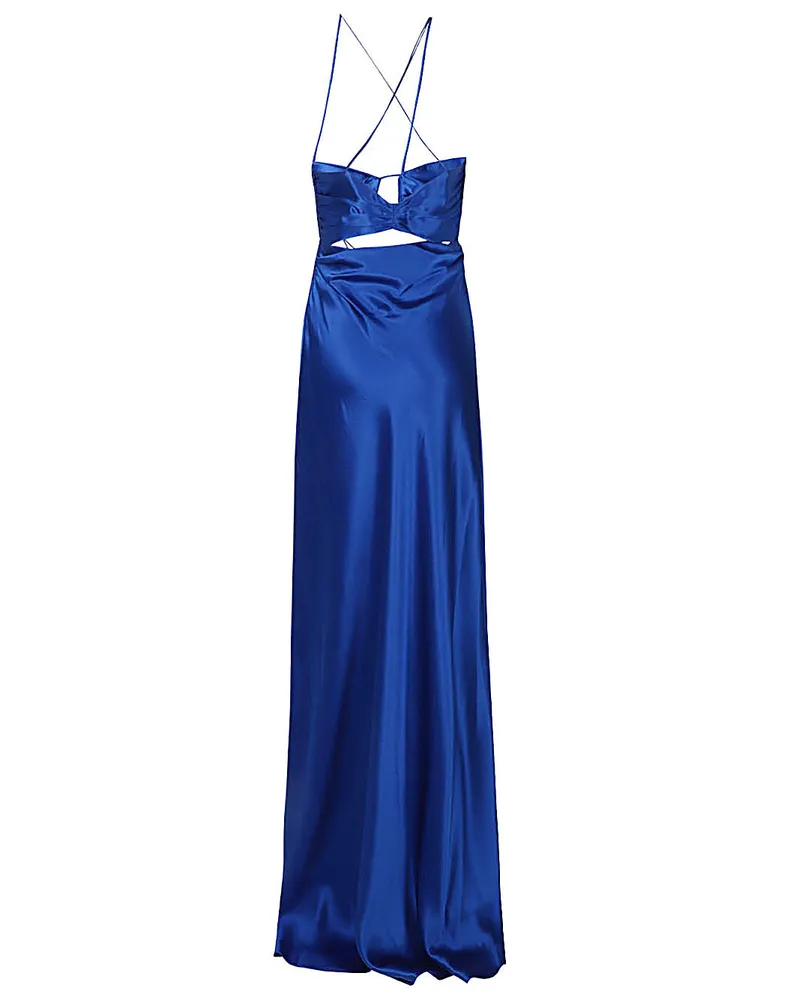 The Sei Asymmetric Silk Dress — Blue Blue