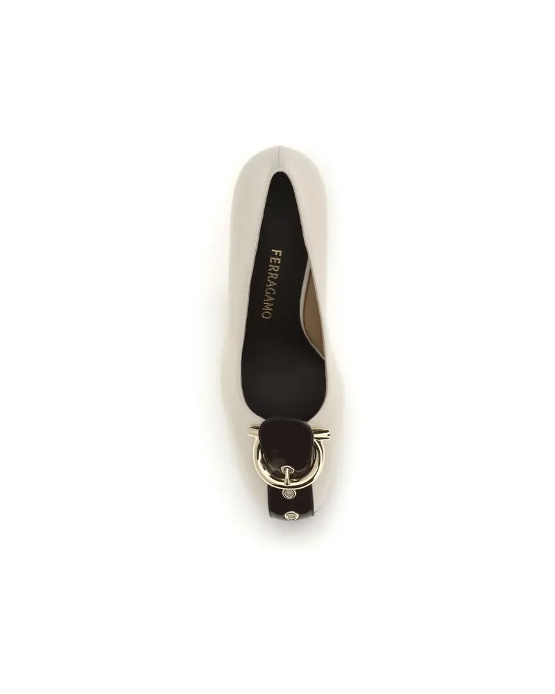Ferragamo Women's Gancini-Embellished Calf Leather Pump Beige Bos Beige