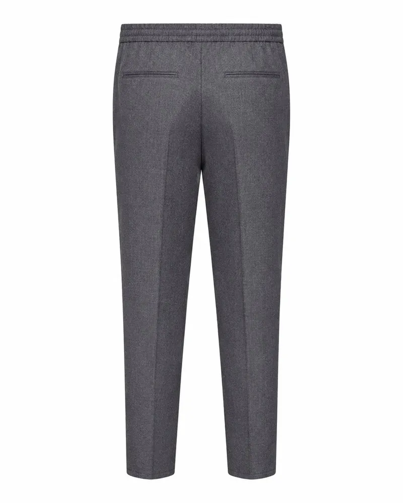 Brunello Cucinelli Men's Drawstring Trousers Medium Grey Virgin Wool Gray