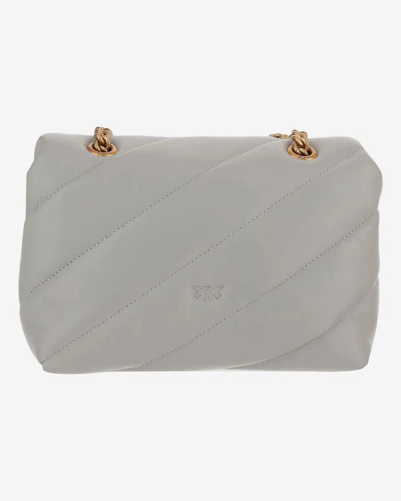 Pinko Women's Mini Puff Bag Grey Leather Shoulder Gray
