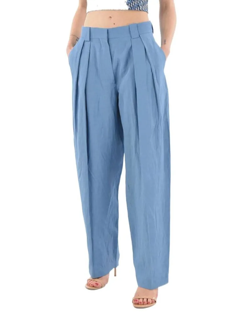 Stella McCartney Women's Blue Linen Casual Pants Blue