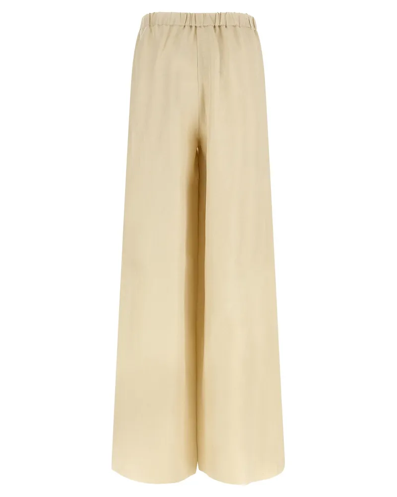 Max Mara Washed Linen-Silk Blend Trousers — Beige Beige