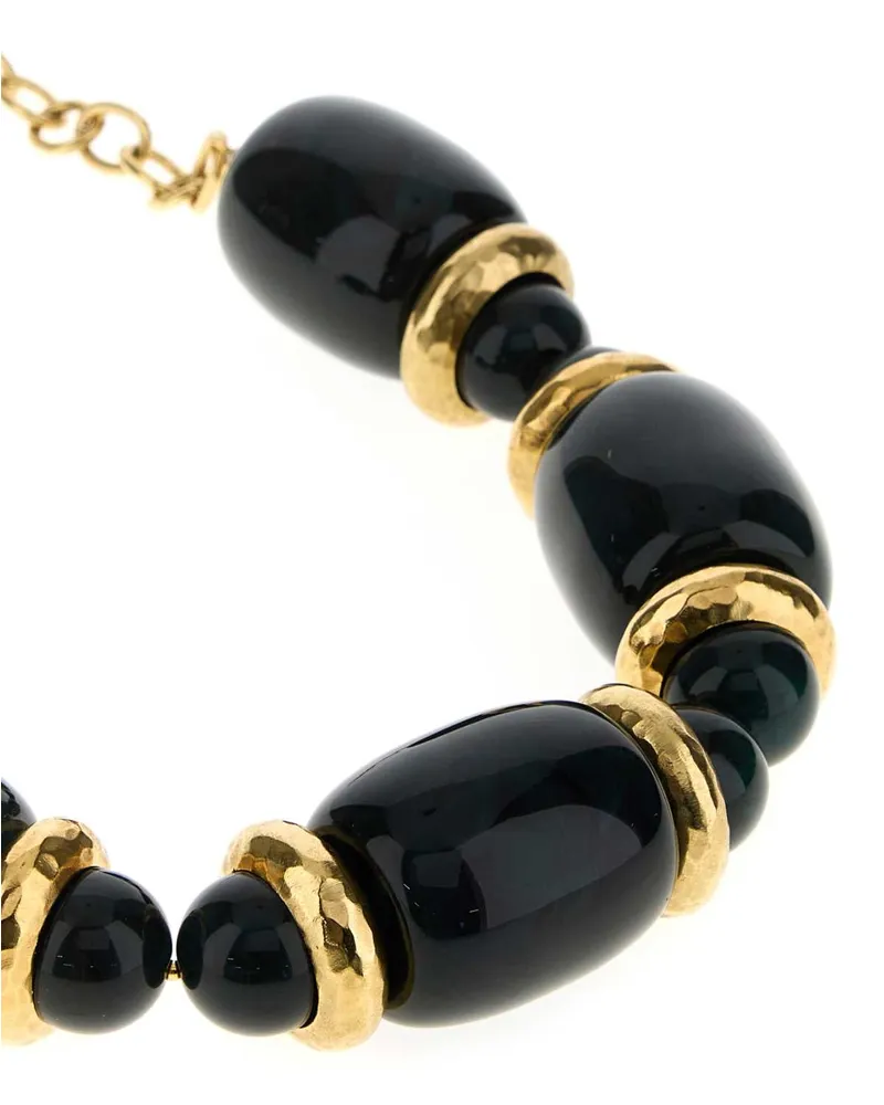Saint Laurent Women's Two-Tone Resin And Metal Necklace Or Laiton-Vert Fonce Necklaces Black