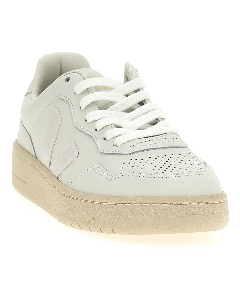 VEJA Leather Lace-Up Sneakers — White White