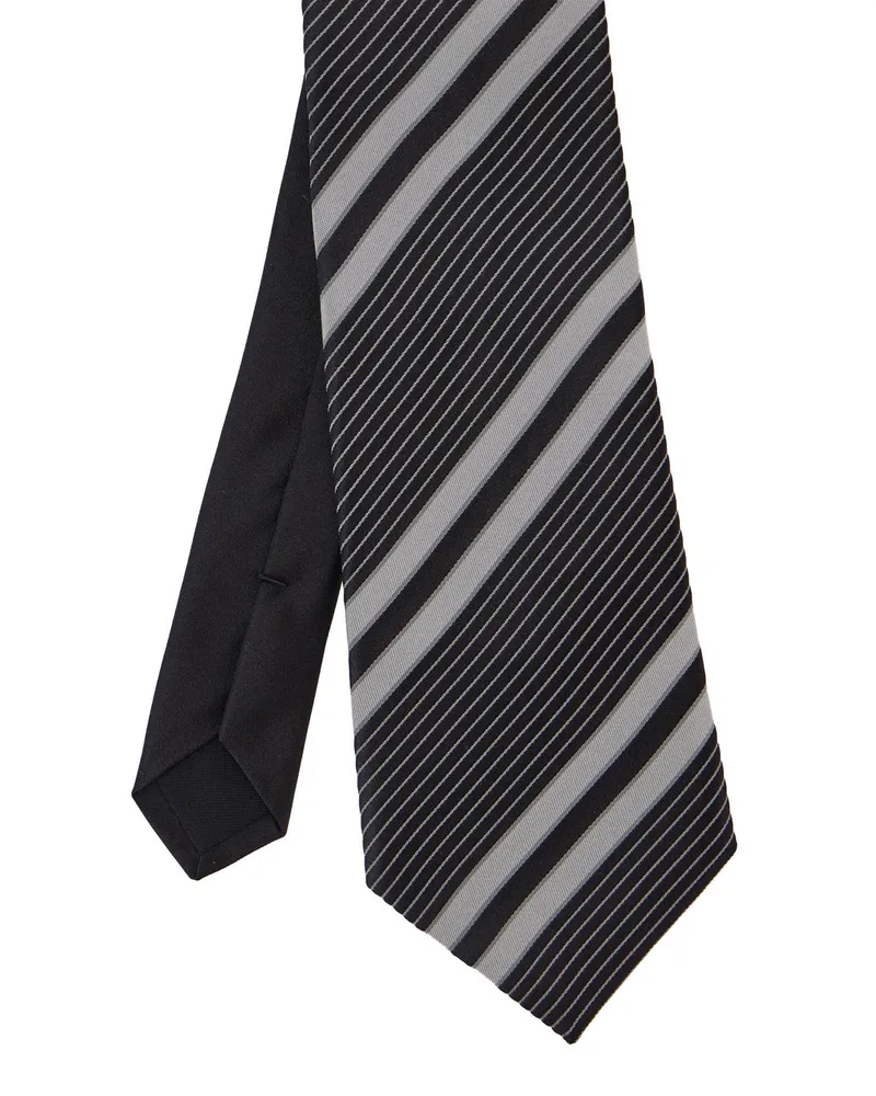 Saint Laurent Men's Silk Tie White-Black Ties & Bow White/black Black