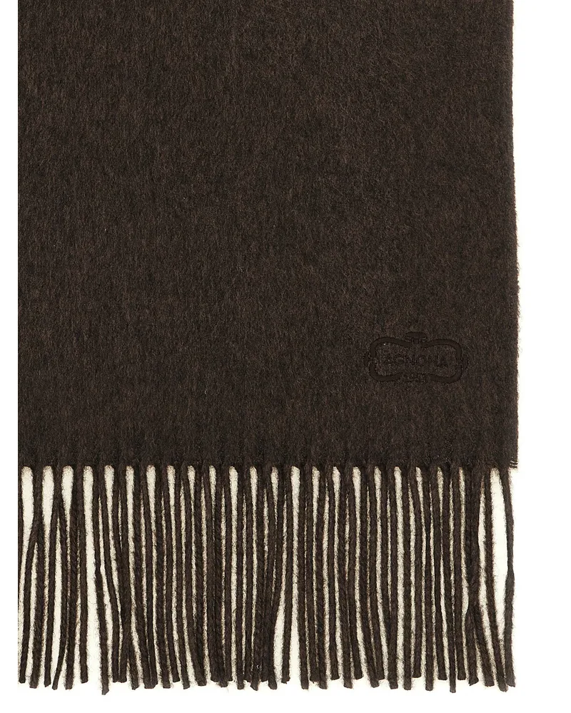 AGNONA Fringed Silk-Cashmere Scarf — Brown Brown