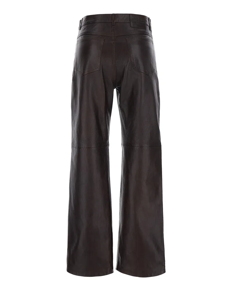 Max Mara Lamb Leather Trousers — Brown Brown