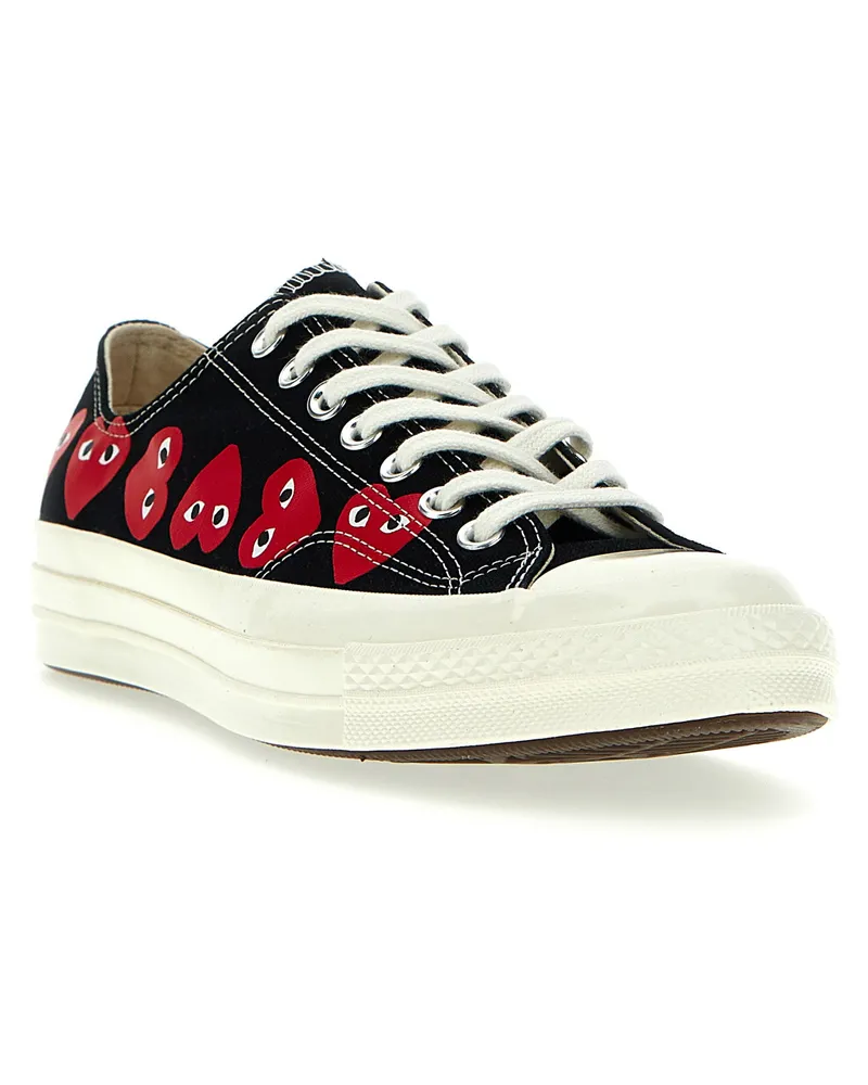 Comme des Garçons Heart-Print Canvas Sneaker — Black Black