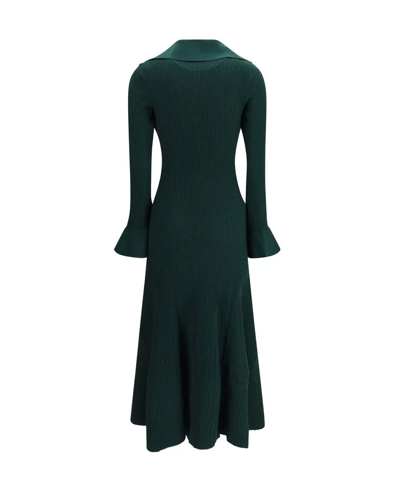 Self-Portrait Women Bicolor Viscose Casual Dress Green