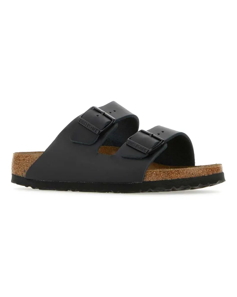 Birkenstock Unisex Black Leather Arizona Slippers Pelle Flat Shoes Black
